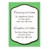 Green Brown & White Wedding Guest Reference Cards Business Card Template