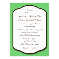 Green Brown & White Wedding Invitations