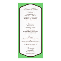 Green Brown & White Wedding Reception Menus Customized Rack Card