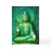 Green Buddha Greeting Cards