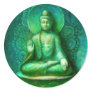 Green Buddha Zen Meditation Round Sticker Green Buddha Zen Meditation Round Sticker