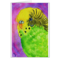 Green Budgie Greeting Card