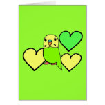 Green Budgie with Hearts cards