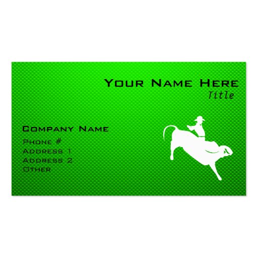 Green Bull Rider Business Card (front side)
