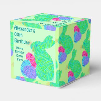 Green Bunny Easter Theme Birthday Party Favor Box