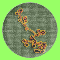 Green Burlap Floral plate plates