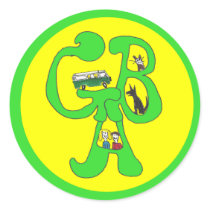 Green Bus Adventures GBA Logo with Drawings stickers by kimmybaker7 Green Bus Adventures GBA Logo with Drawings stickers