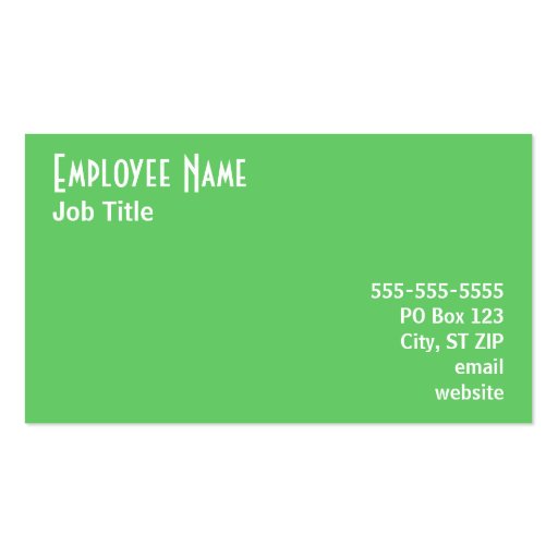 Green Business Card (back side)