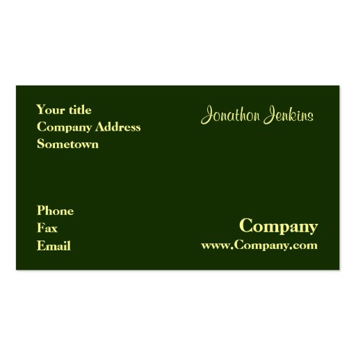Green Business Card Templates (front side)