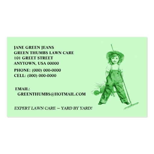 GREEN BUSINESS CARDS ~ HEIRLOOM ORGANIC LAWNCARE +