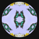 Green Butterflies Round Sticker