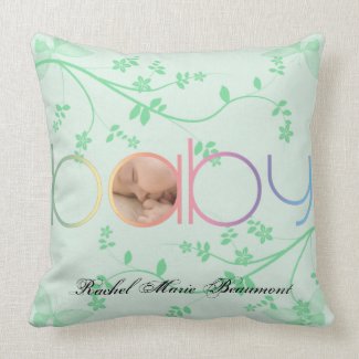 Green Butterfly Baby Keepsake Pillow