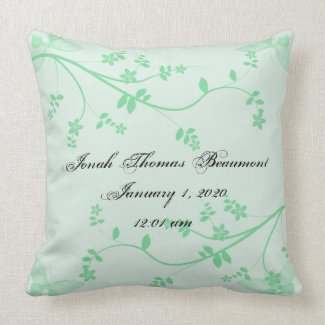 Green Butterfly Baby Keepsake Pillow