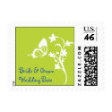 green butterfly, Bride & GroomWedding Date postage