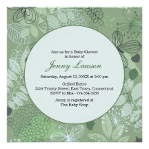 Green Butterfly Garden Baby Shower Invite