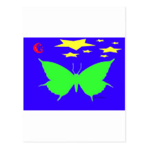 Green Butterfly Post Cards