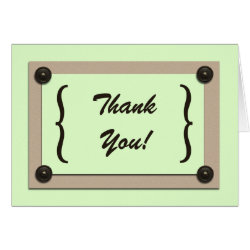 Green Buttons & Brackets Thank You Card zazzle_card
