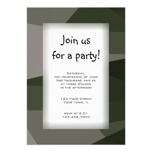 Green Camo Block All Purpose Party Invitation