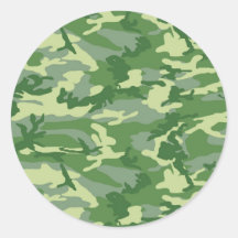 Green Camo Round Sticker