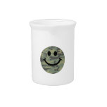 Green Camo Smiley Face Beverage Pitcher