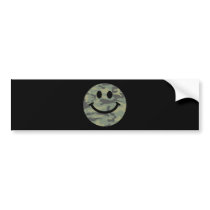 Green Camo Smiley Face Bumper Stickers