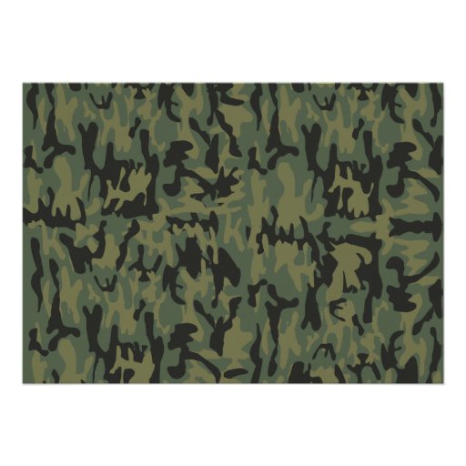 Green Camo umbrella modern baby shower invitations