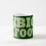Green camouflage Bigfoot text Mugs