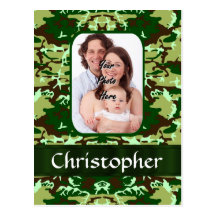 Green camouflage postcard