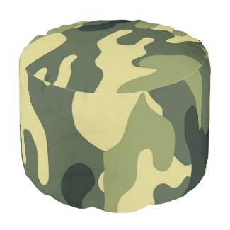 Green camouflage pouf for extra seating foot rest round pouf