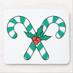 Green Candy Canes Mouse Mat