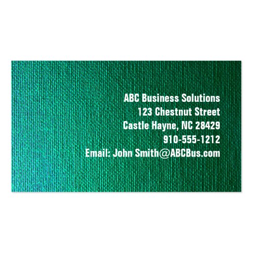 Green Canvas Modern Professional Business Card (back side)