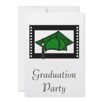 Green Cap Black Tassel Custom Invites