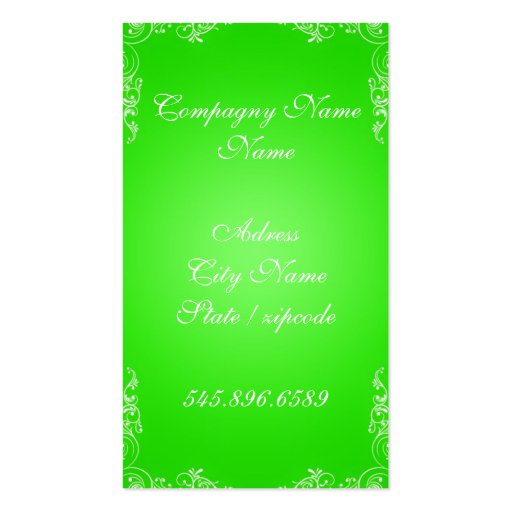 Green card business card templates (back side)