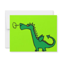 Green Cartoon Dragon Custom Invite