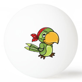 Green Cartoon Pirate Parrot Ping Pong Ball