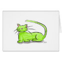 Green Cat cards by Quequay Green Cat cards