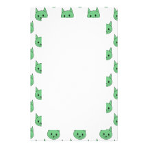 Green cat pattern. customized stationery