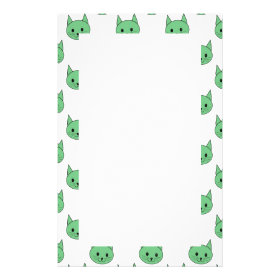 Green cat pattern. customized stationery