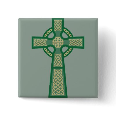 Celtic Cross Button Emerald Colored