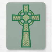 Green Celtic Cross Computer Mousepad