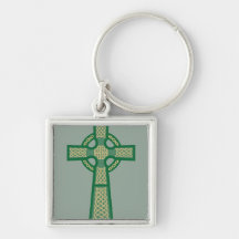 Green Celtic Cross Keychain
