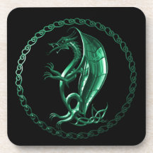 Green Celtic Dragon Drink Coasters
