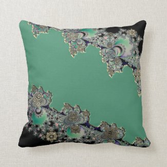 Green Celtic Fractal Design Throw Pillow