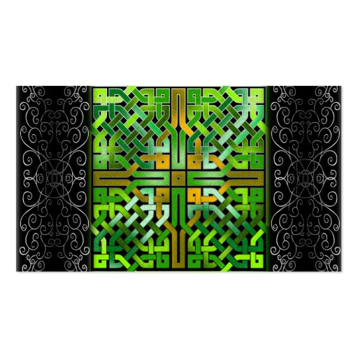 Green Celtic Knot Tile 174 Business Card Templates (back side)