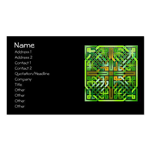 Green Celtic Knot Tile 174 Business Card Templates (front side)