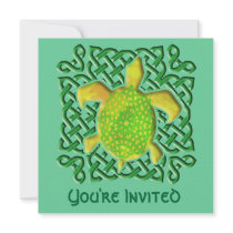 Green Celtic Knot Turtle Invitations