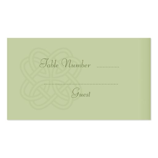 Green Celtic Knot Wedding Table Place Cards Business Card Templates (front side)