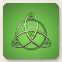 Green Celtic Trinity Knot Beverage Coasters