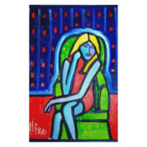Green Chair Woman by Piliero stationery