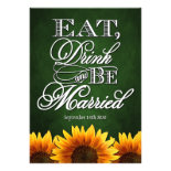 Green Chalkboard Sunflower Wedding Invitations